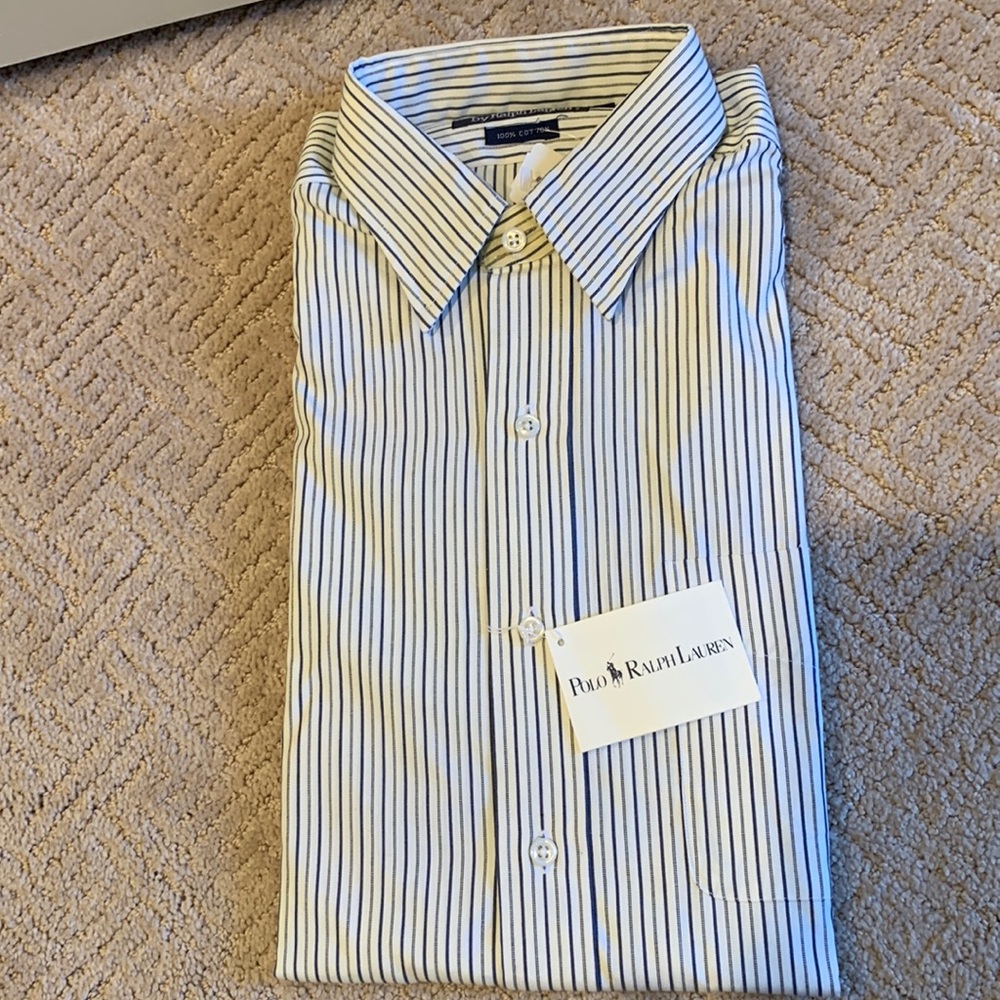 Polo by Ralph Lauren 15 1/2 - 32 blue striped Dre’s